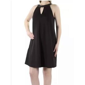 Chelsea Sky Dress Womens XS Black Faux‎ Leather Cut-Out Tent Party LBD Cocktail